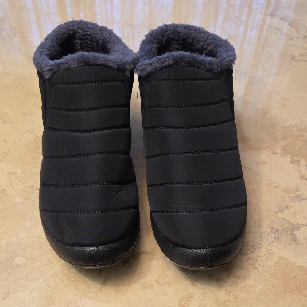 Black Ankle Booties with Faux Fur Lining